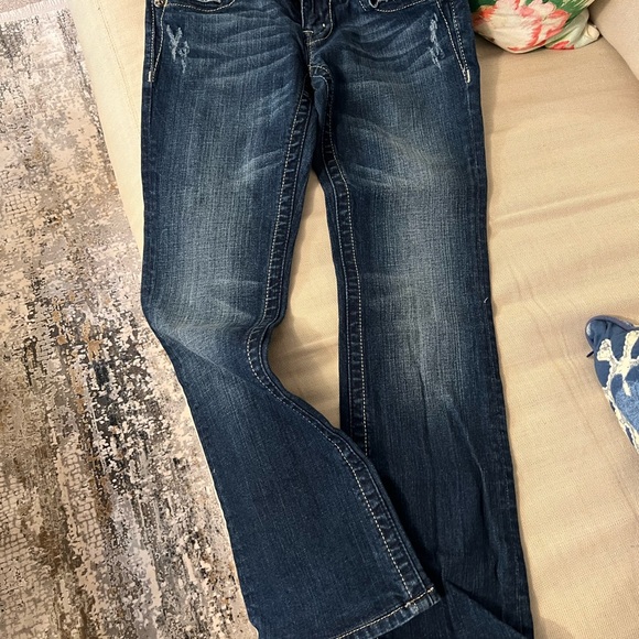 Miss Me Blue Boot Cut Jeans with Silver Embellishments - Picture 2 of 5